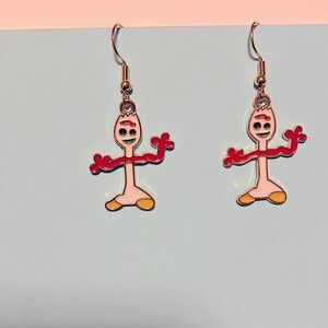Toy Story 4 Forky Cute Character Earrings - Red and white